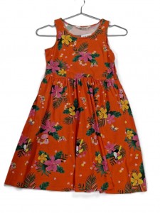 Oranžna obleka s pisanimi rožami 8-10 L